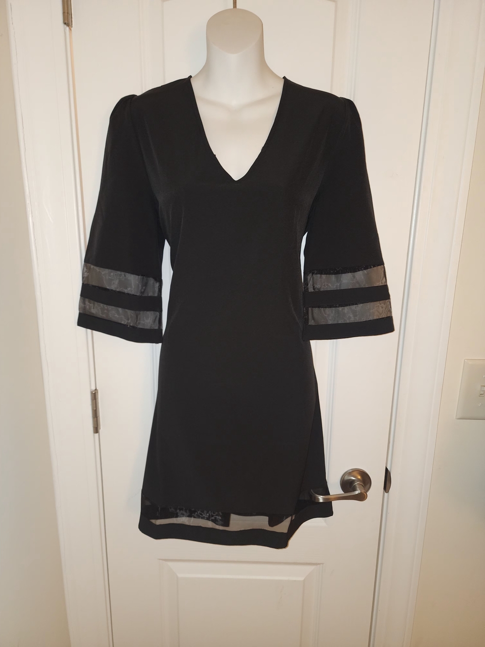 Black V-Neck Bell Sleeve Dress - Classic Women's Dress